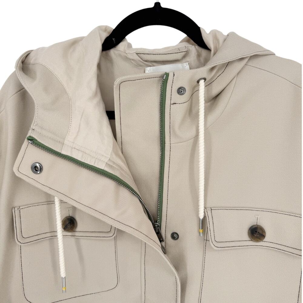 Banana Republic Oversized Utility Twill Pullover Jacket Beige Green Size Medium - Picture 6 of 14